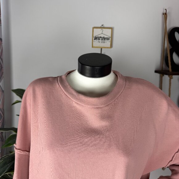 Soft Surroundings Pink Terry Drop Sleeve Sweatshirt - Picture 2 of 5